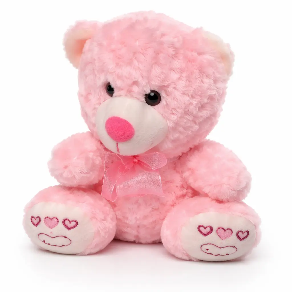 [TOYCLRBEARS] Toy Colour Bear (S) | Cuddly Baby Pink Teddy Bear Plush with Bow & Heart Paws
