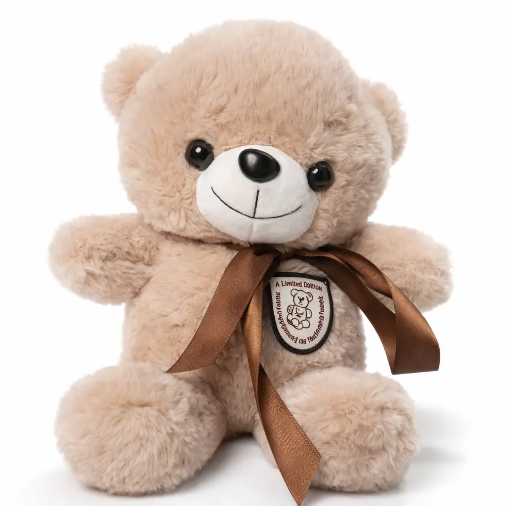 [TOYTEDDYNEW] Toy Teddy Bear New (S) | Vintage Beige Teddy Bear Soft Plush Toy with Satin Ribbon