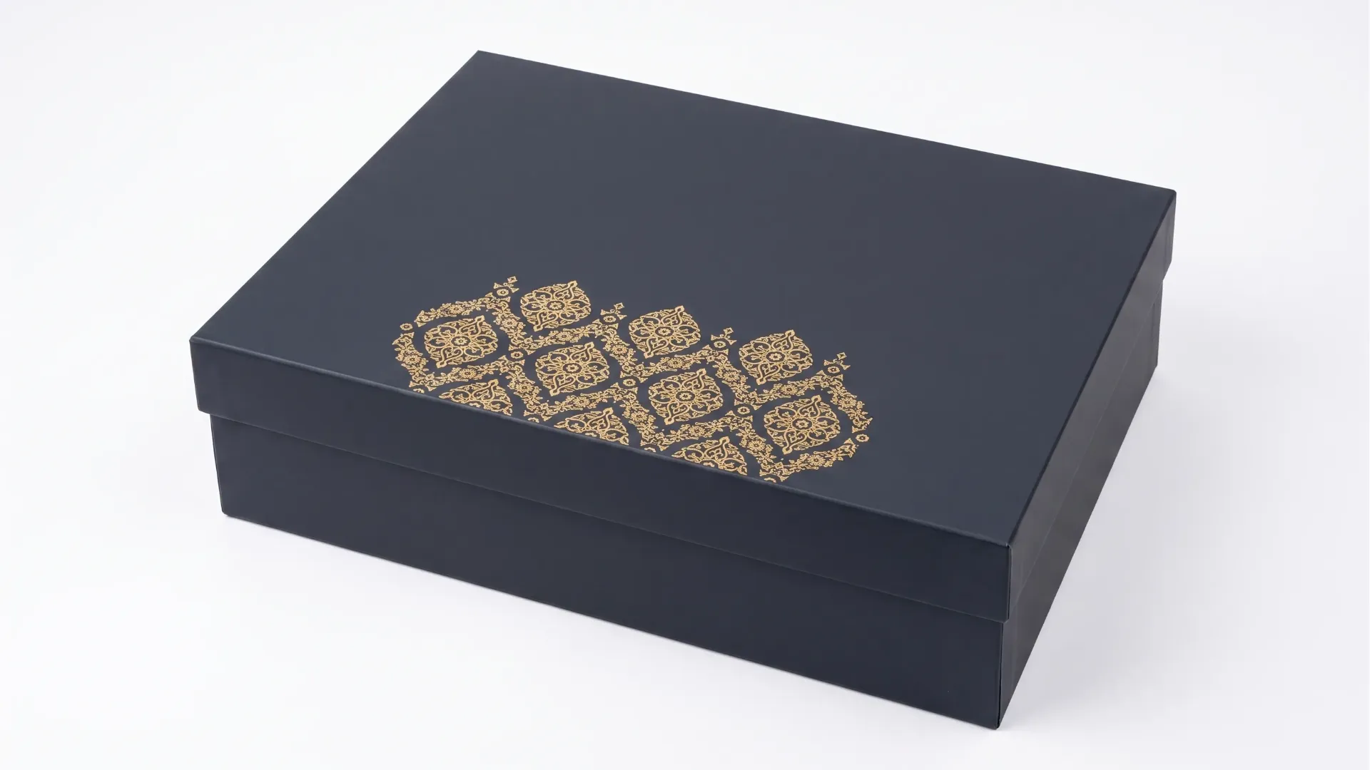 [B36SFBLACK0] B36SF BLACK (12"x16"x4") Plain BLACK Gift Box with Golden Foil| Birthday Gift Box | Eid Gift Box | Wedding Gift Box
