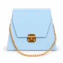 B19SBLUE000 (9''x7''x4'') Sky Blue Purse Shaped Gift Box with Gold Clasp & Chain Handle