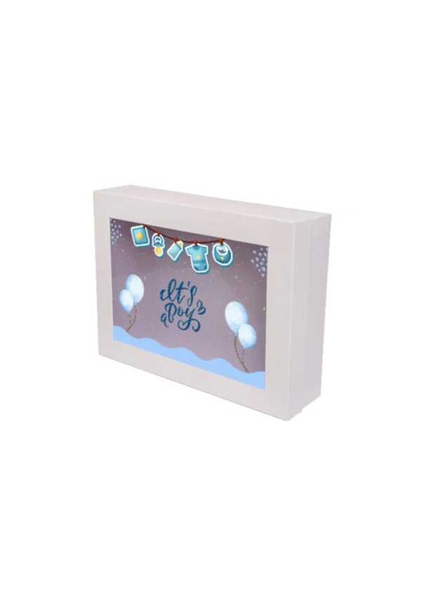 B36 19 (12"x16"x4" Inches) White Window Display Gift Box | Baby Shower Gift Box | Gender Reveal Gift Box | Baby Boy Gift Box