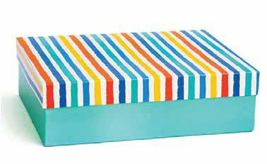 B35 30 (11"x14"x4") Blue Gift Box | Colorful Striped Gift Box | Cheerful Gift Box | Birthday Gift Box | Celebration Gift Box 