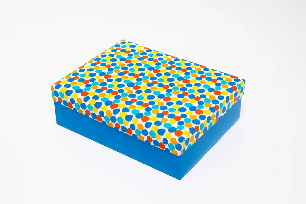 B35 34 (11"x14"x4") Blue Gift Box | Colorful Polka Dot Gift Box | Birthday Gift Box | Gift Sets | Festive Gift Box Price 