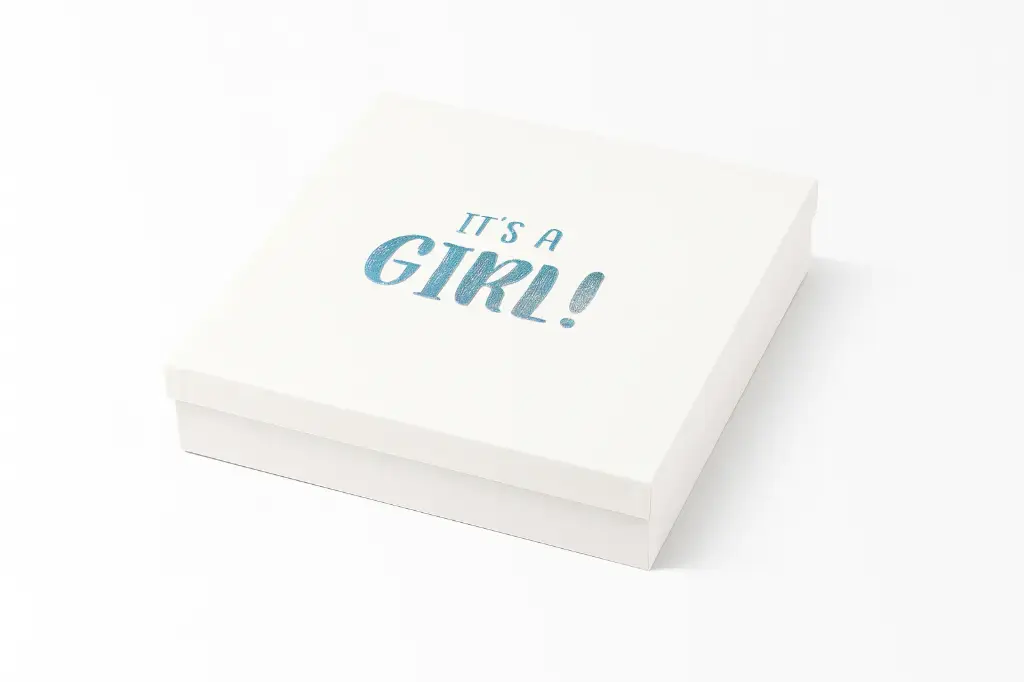 "It's a Girl!" Baby Shower Gift Box | New Born Baby Girl Gift Box 30.48 x 30.48 x 6.35 cm (12x12x2.5 Inches) | Premium White Gift Packaging | Gender Reveal (Girl) Gift Packaging | Baby Announcement Gift Box