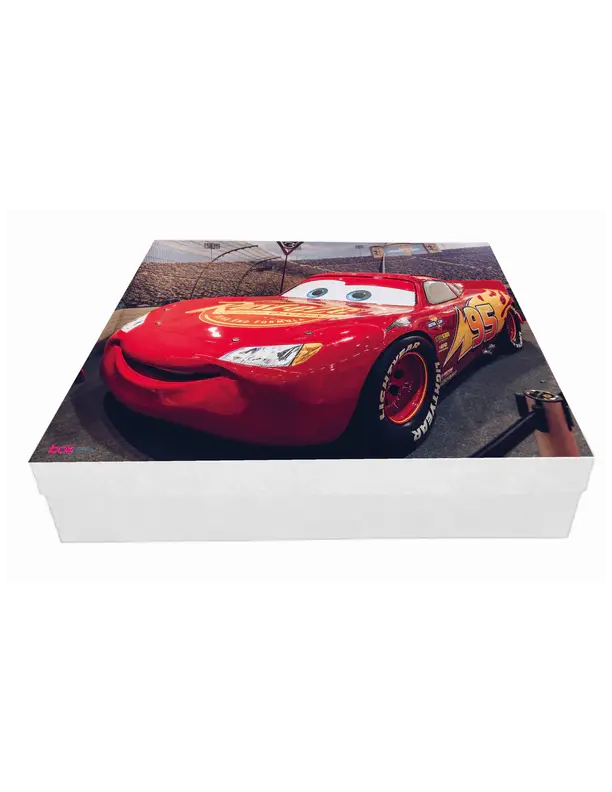 B23 09 (12"x12."x2.5") Kids' Lightning McQueen Gift Box | Disney Cars Themed Packaging | Children's Birthday Gifts
