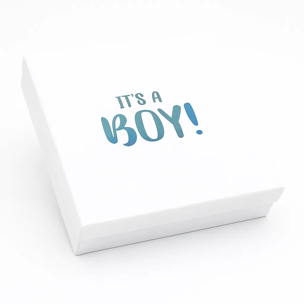 B23 14 (12"x12."x2.5") White Gift Box | Newborn Baby Boy Gift Box | Baby Shower Gift Box | Gender Reveal (Boy) Gift Packaging 
