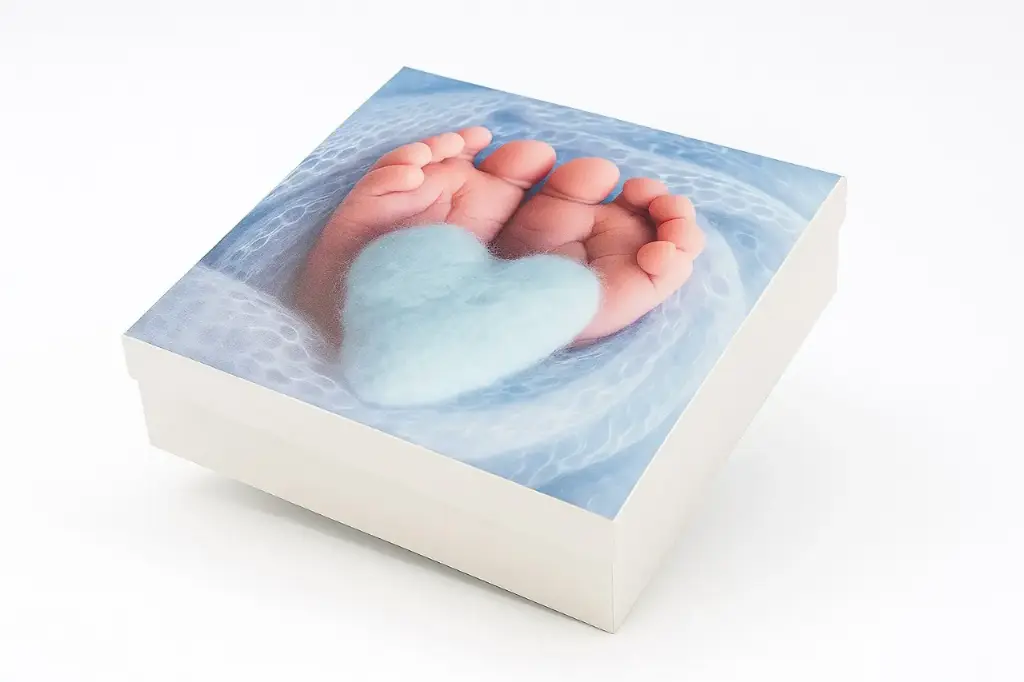 B23 37 (12"x12."x2.5") White & Blue Gift Box | Newborn Baby Boy Gift Box | Baby Shower Gift Box | Gender Revel (Boy) Packing Box