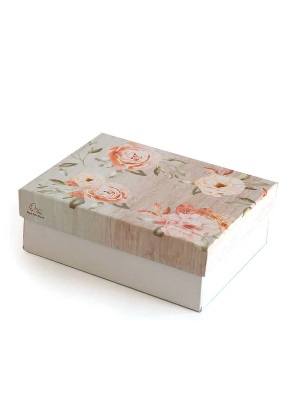 B09 38 (6.5"x8.5"x3.5") White Floral Gift Box | Birthday Gift Box | Wedding Gift Box | Eid Gift Box