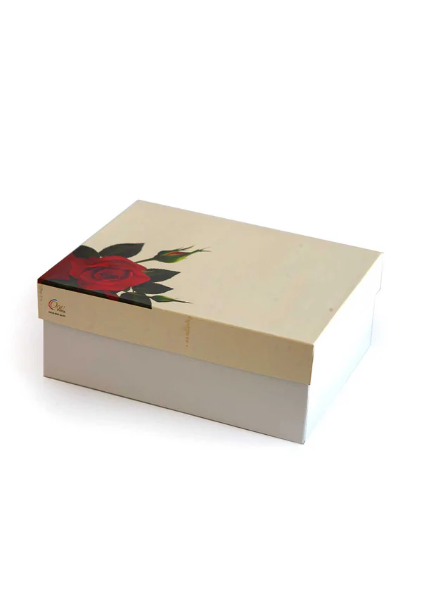 B09 41 (6.5"x8.5"x3.5") White Floral Gift Box | Birthday Gift Box | Wedding Gift Box | Eid Gift Box