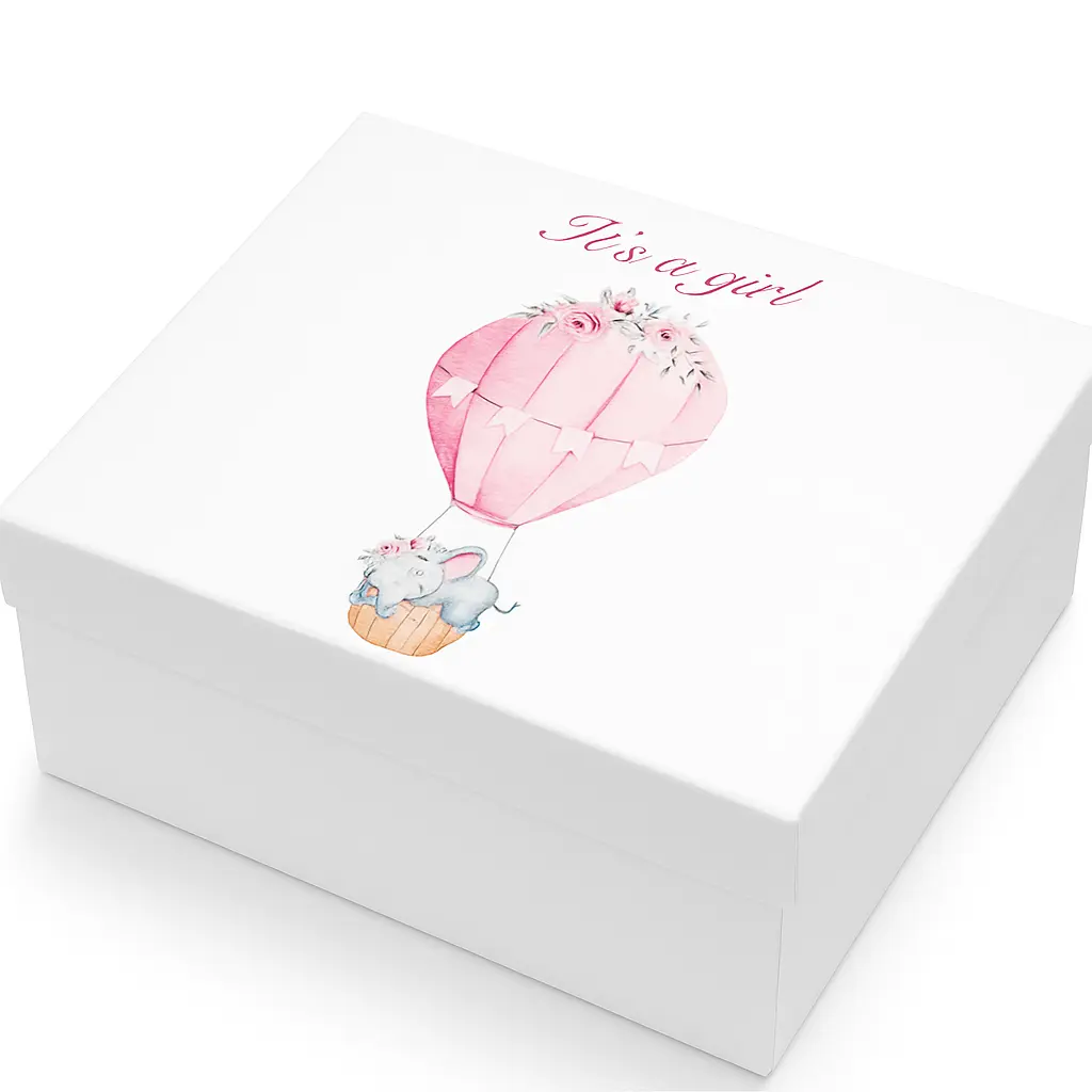 B10 46 (7.5"x9.5"x4") White Gift Box | Baby Girl Gift Box | Gender Reveal Gift Box | Baby Shower Gift Box 