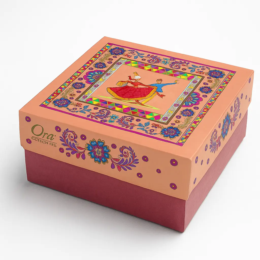 B04 03 (4"x4"x2") Peach & Maroon Gift Box | Sweet Gift Box for 1/4kg