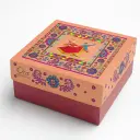 B04 03 (4"x4"x2") Peach & Maroon Gift Box | Anniversary Gift Box | Wedding Gift Box | Favor Box 