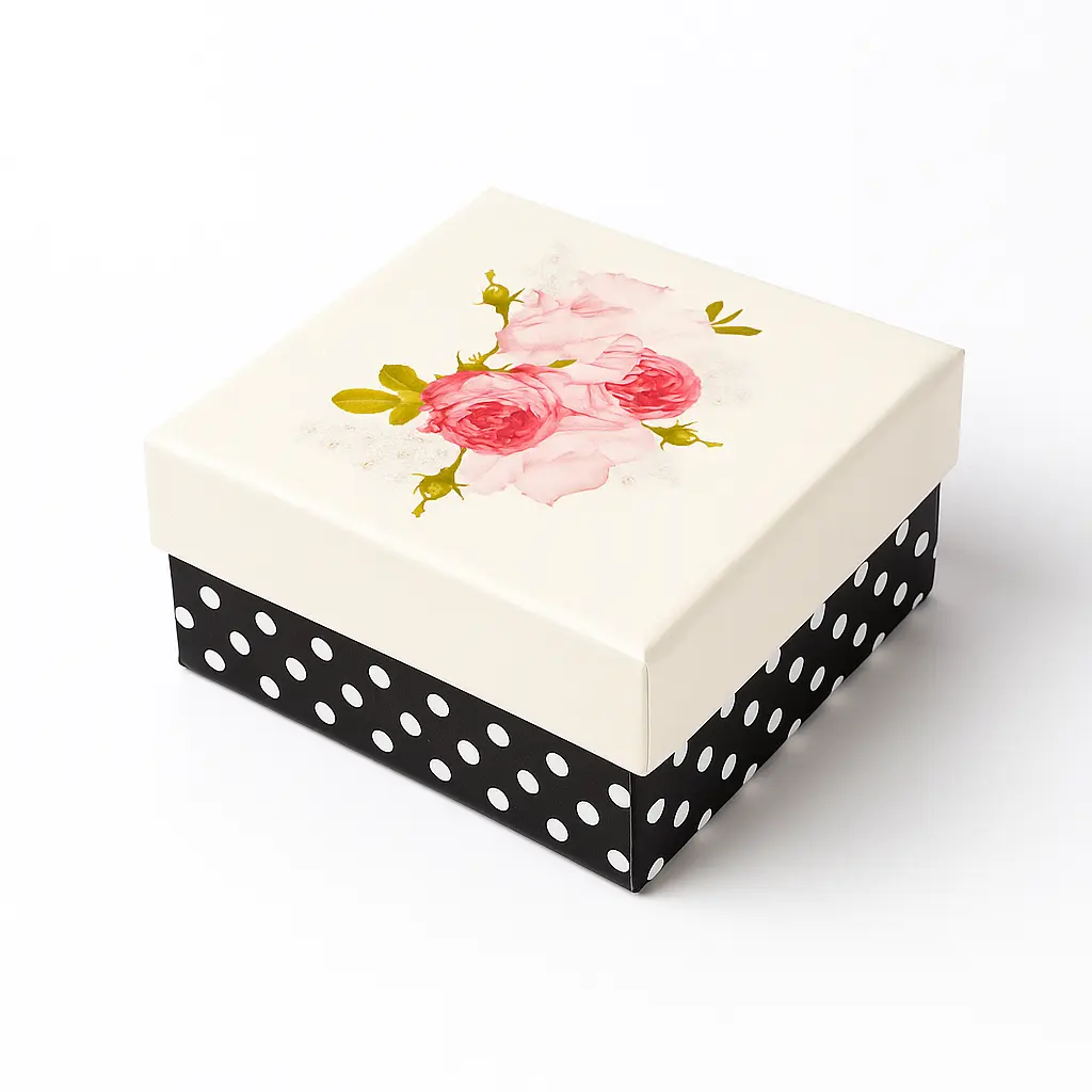 B04 11 (4"x4"x2") Black & White Gift Box | Birthday Gift Box | Wedding Gift Box | Favor Box | Eid Gift Box