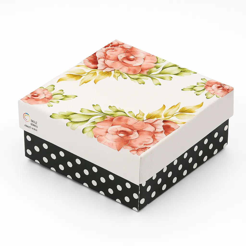 B04 15 (4"x4"x2") Black & White Gift Box | Sweet Gift Box for 1/4kg