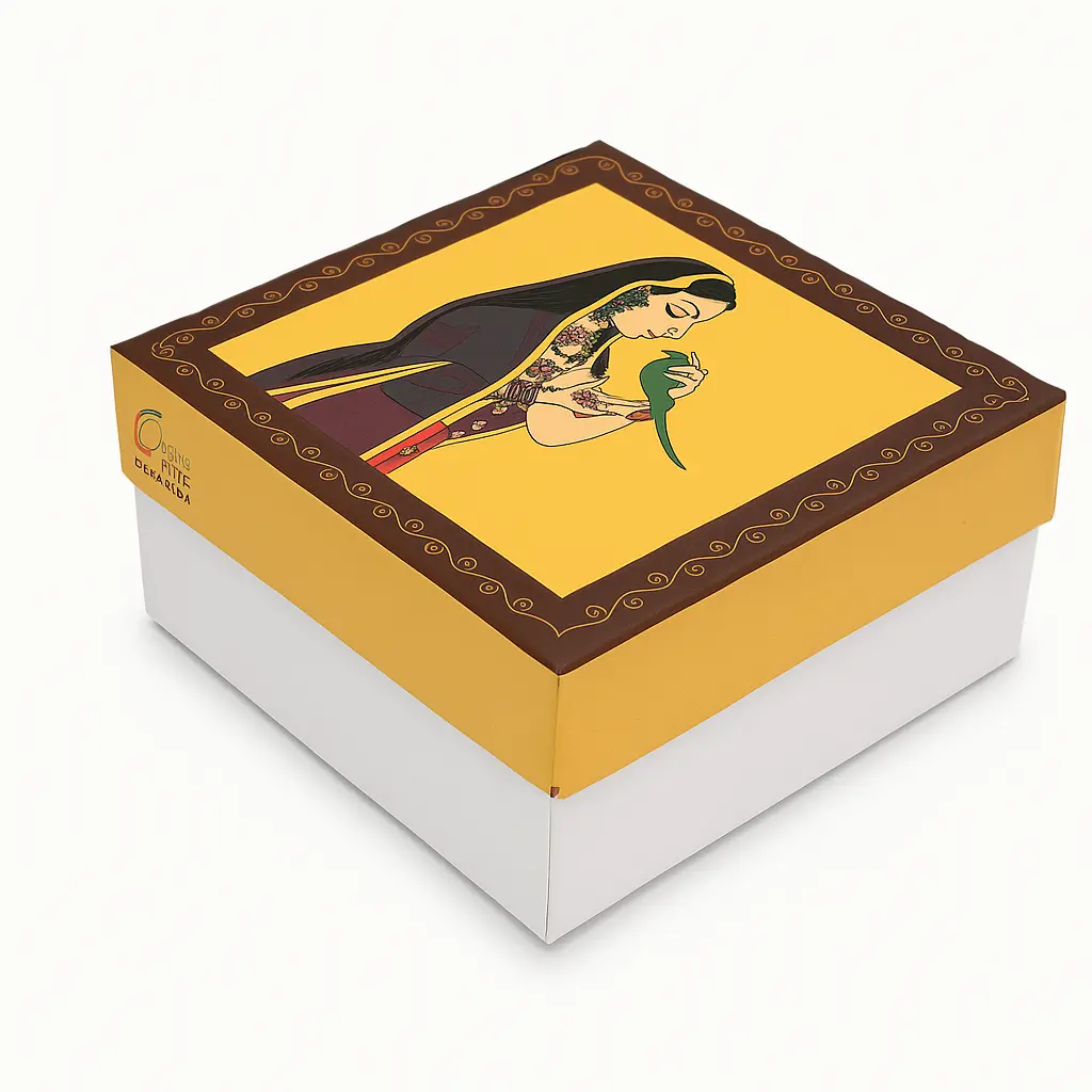 B04 20 (4"x4"x3") Yellow & White Gift Box | Sweet Gift Box for 1/4kg