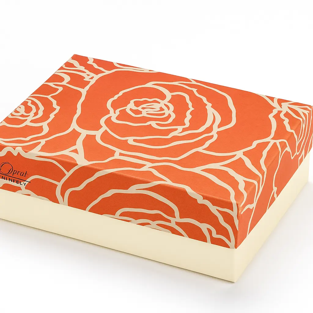 B07 03 (4"x6"x2") Cream & Orange Gift Box | Birthday Gift Box | Wedding Gift Box | Eid Gift Box