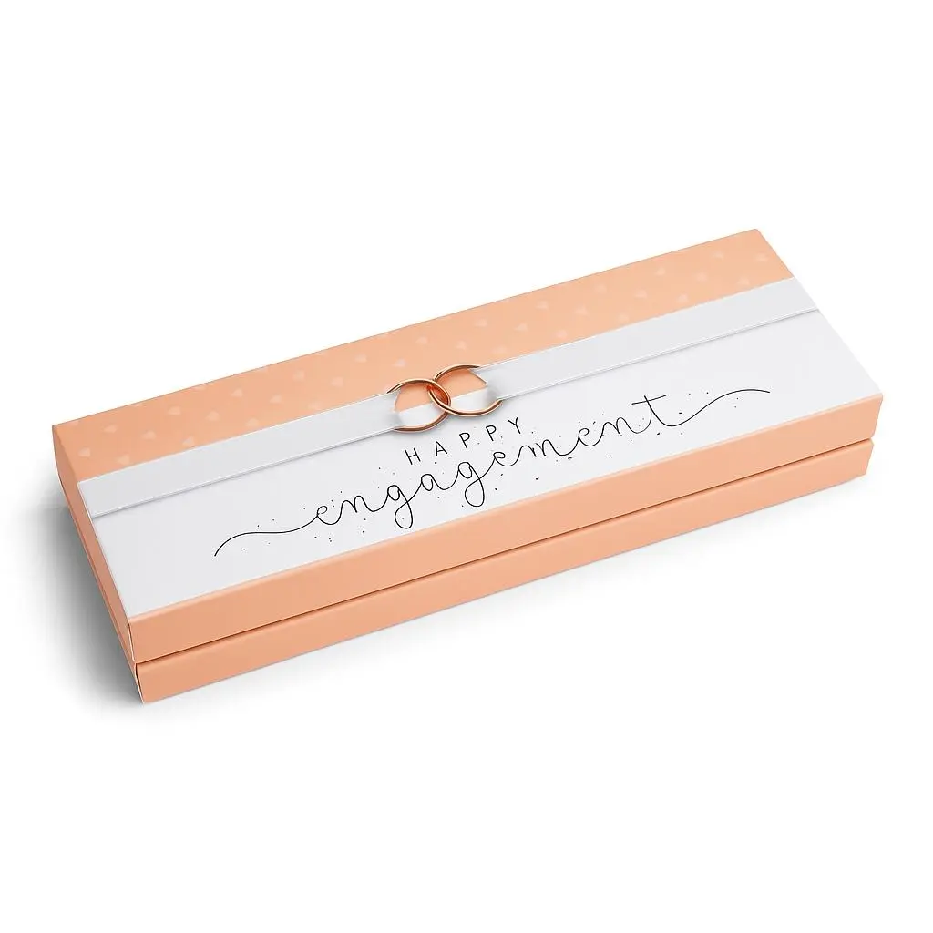 B50 03 (4"x13"x1.5") Off-White/Light Peach Gift Box | Engagement Gift Box | Couple Gift Box