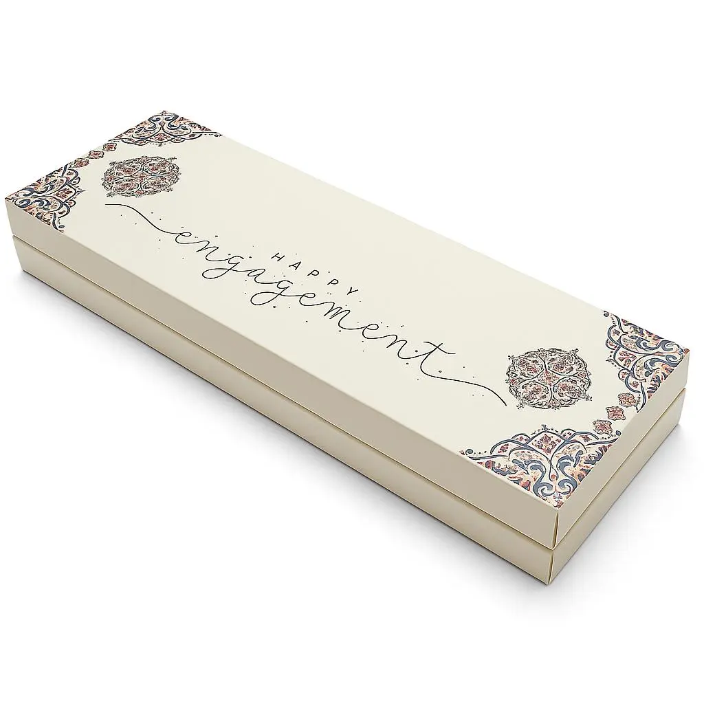 B50 04 (4"x13"x1.5" Inches) Light Cream/Off-White Gift Box | Engagement Gift Box | Couple Gift Box