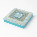 B34 01  (11"x11"x2") Teal/Gold Geometric Pattern Gift Box | Birthday Gift Box | Cultural Gift Box | Eidi Box