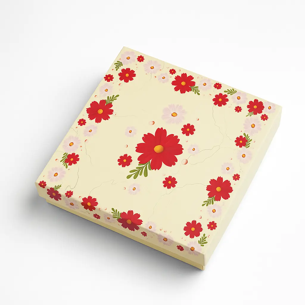 B13 09 (8"x8.5"x1.5") Cream Gift Box | Eid Gift Box | Wedding Gift Box | Birthday Gift Box 