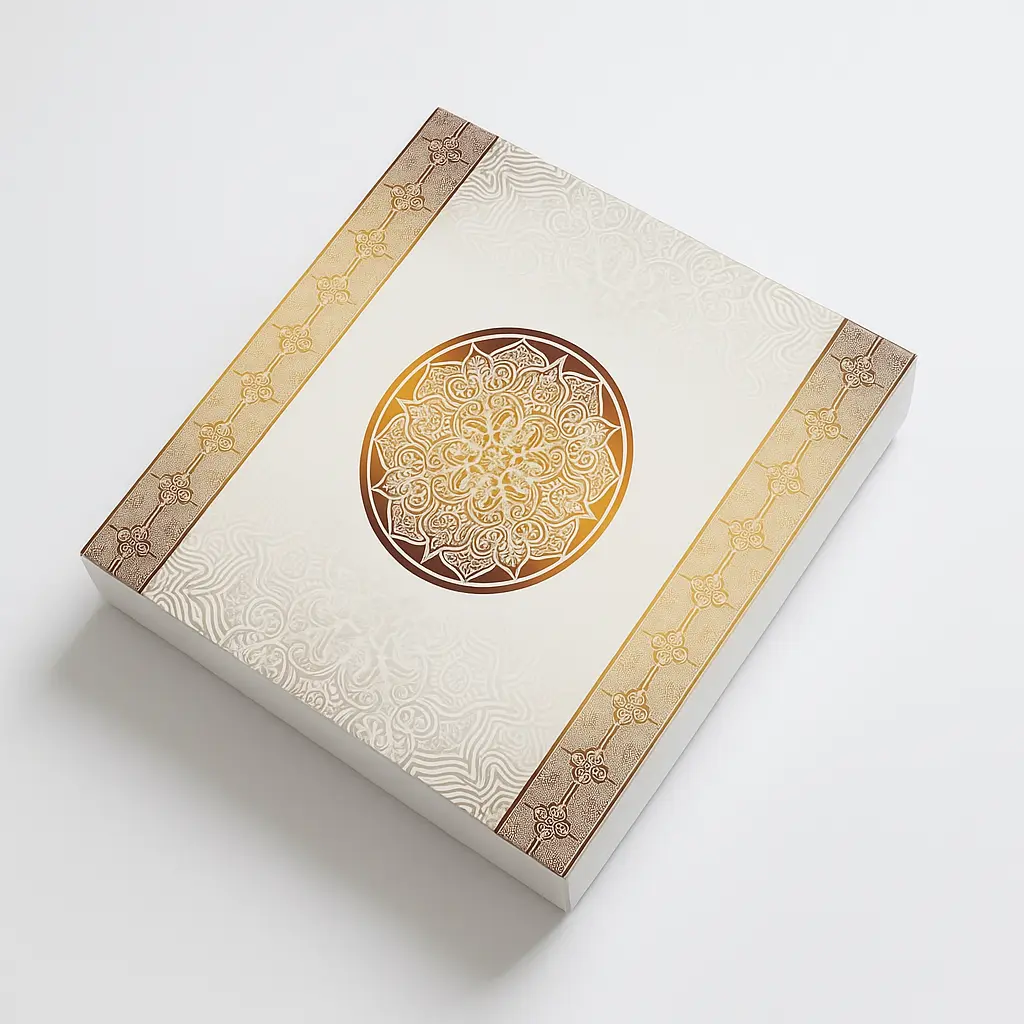 B13 10 (8"x8.5"x1.5") White/Gold Gift Box | Eid Gift Box | Wedding Gift Box | Birthday Gift Box | Hajj Gift Box
