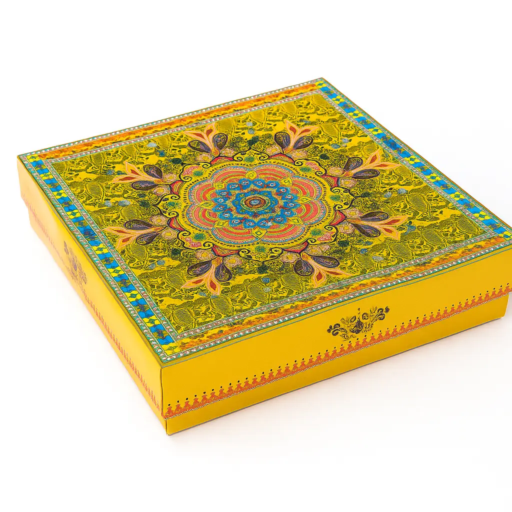 B22 02 (11.25"x11.25"x3") Yellow Gift Box | Hajj Gift Box | Eid Gift Box | Wedding Gift Box | Birthday Gift Box
