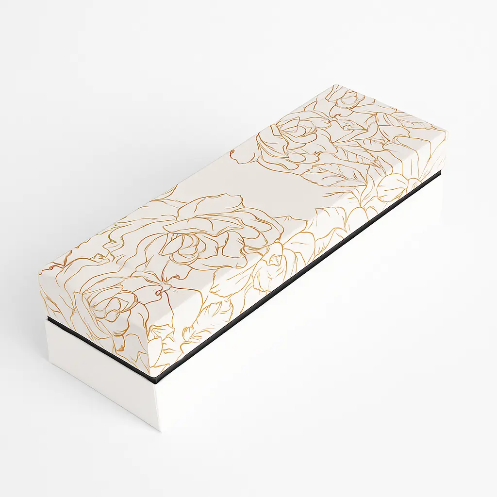 [B4701000000] B47 01 (4"x12"x3" Inches) White/Gold Gift Box | Birthday Gift Box | Anniversary Gift Box | Wedding Gift Box