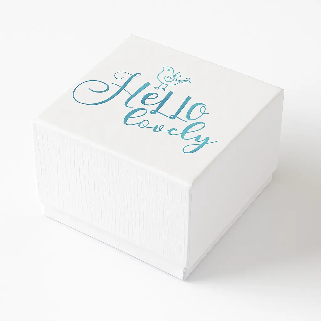 B48 04 (4"x4"x3" Inches) White/Teal Gift Box | Bridesmaid Box 