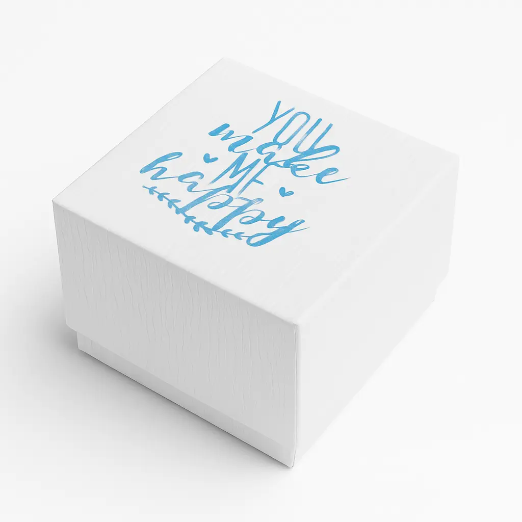 [B4805000000] B48 05 (4"x4"x3" Inches) White/Blue Gift Box | Anniversary Gift Box | Best Friend Gift