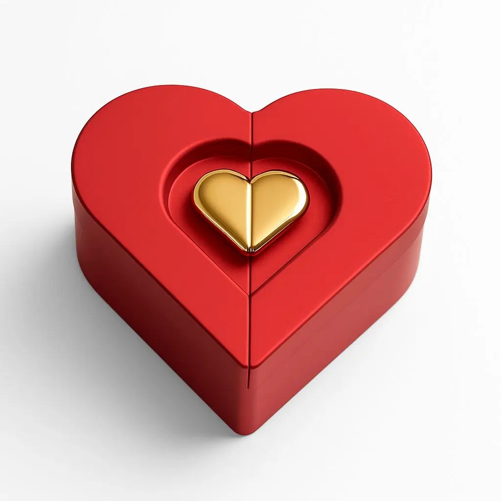 [BJ13HEART02] BJ 13 RED | Romantic Ruby Red Heart-Shaped Jewelry Box with Center Display Slot