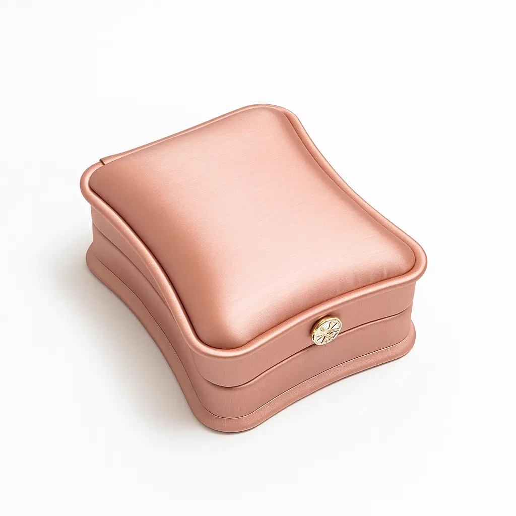 [BJ05PINK001] BJ 05 PINK | Elegant Blush Pink Faux Leather Ring Case with Snap Clasp