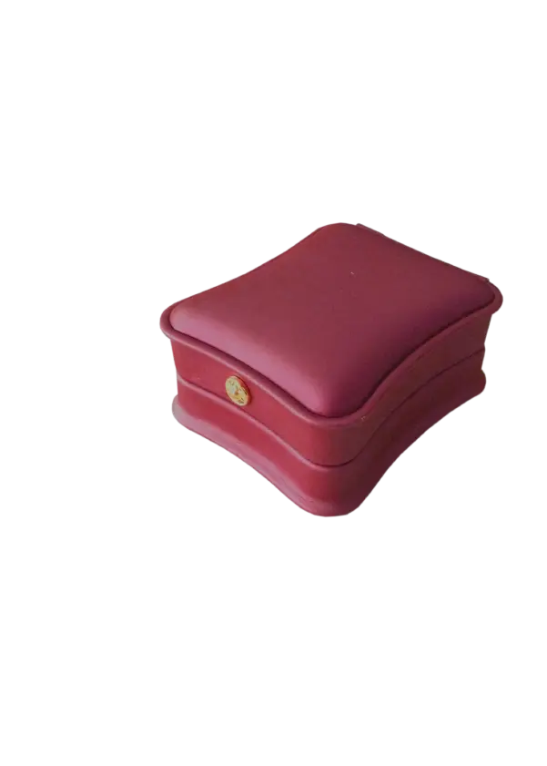 [BJ03MAROON0] BJ03 MAROON | Classic Maroon Faux Leather Ring Box with Snap Button Clasp