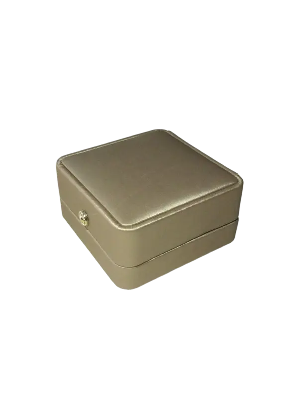 BJ04 GOLD | Elegant Champagne Gold Faux Leather Square Ring Box with Snap Clasp