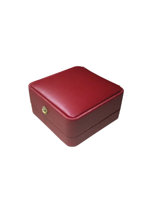 BJ04 MAROON | Classic Maroon Faux Leather Ring Box with Snap Button Clasp