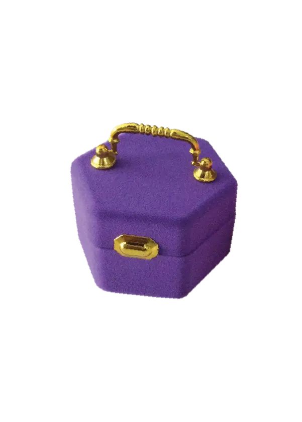 BJ07 SMALL | Purple Handbag-Shaped Mini Jewelry Box with Gold Handle & Clasp