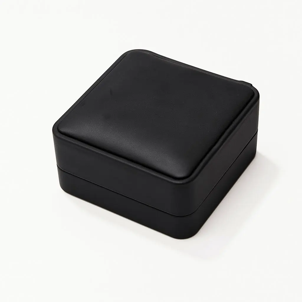 [BJ10BLACK01] BJ 10 BLACK | Classic Matte Black Faux Leather Square Ring Box