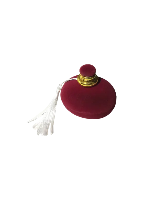BJ09 MAROON | Maroon Velvet Dome Ring Box with Gold Finial & White Tassel Accent