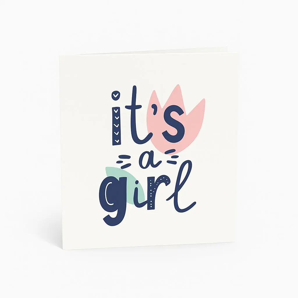 [C010096X6AC] C01 09 | Charming "It's a Girl" Mini Card | Pastel Floral Celebration Card for Newborn Baby Hampers