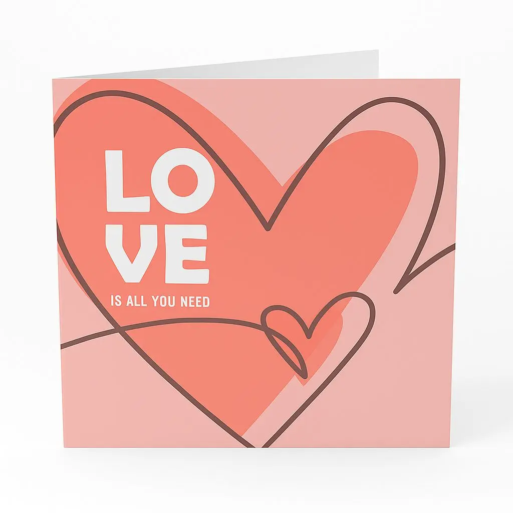 [C010146X6AC] C01 14 | Pink & Coral Hearts "LOVE" Note Card | Romantic Keepsake Message Card for Gift Boxes