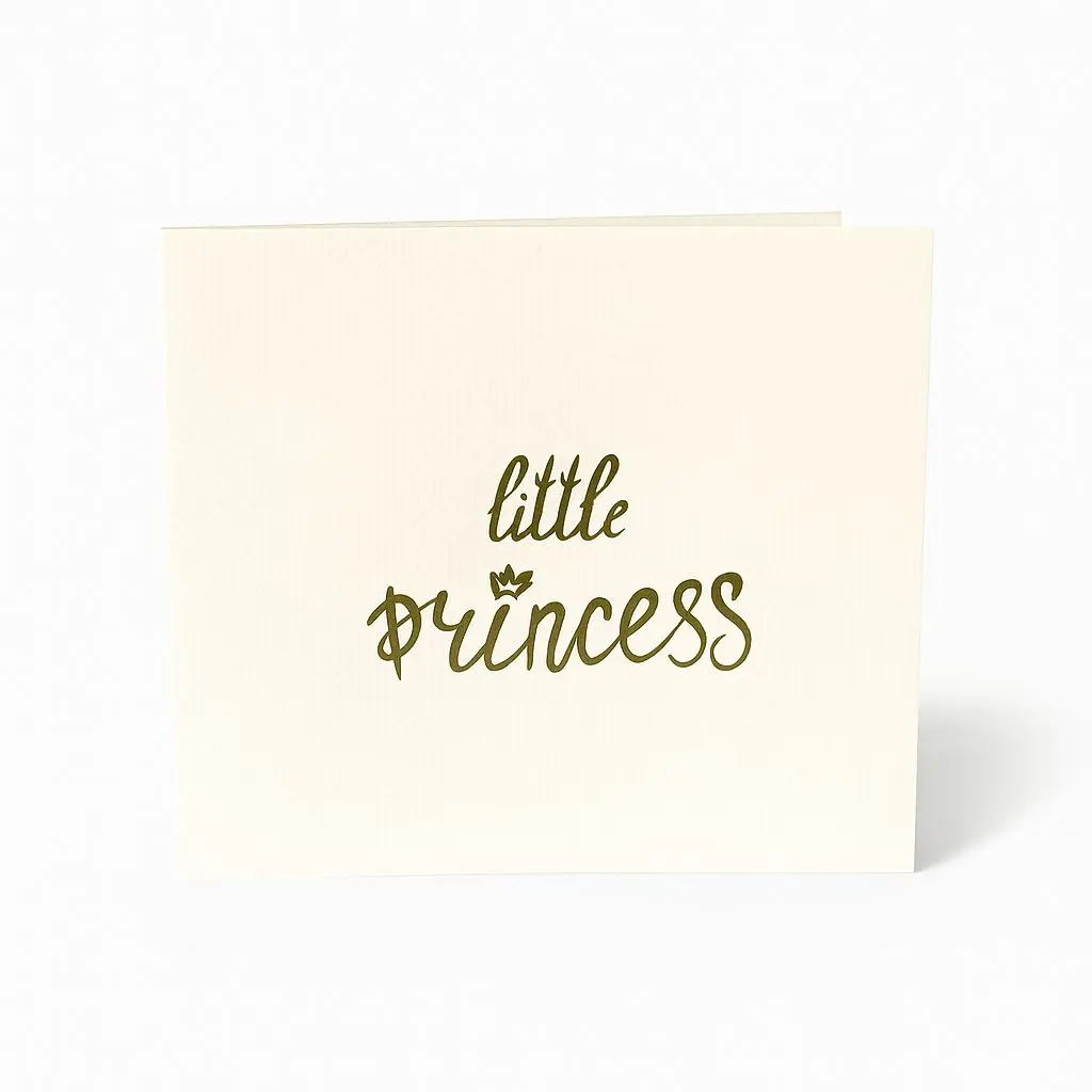 C01 21 | "Little Princess" Gold Typography Greeting Card | Newborn Girl & Birthday Celebration Card