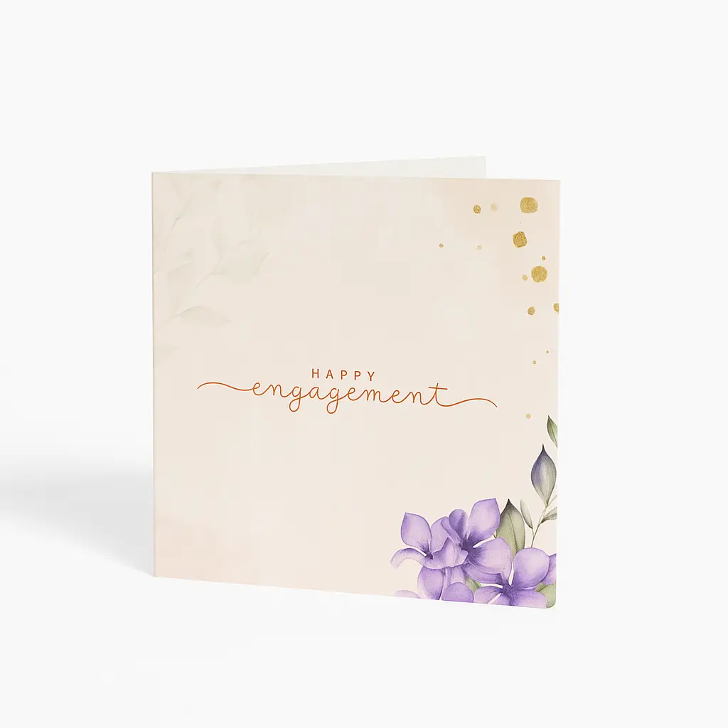 C03 14 | Pastel Floral "Happy Engagement" Gift Card | Elegant Couple Celebration Card for Gift Hampers