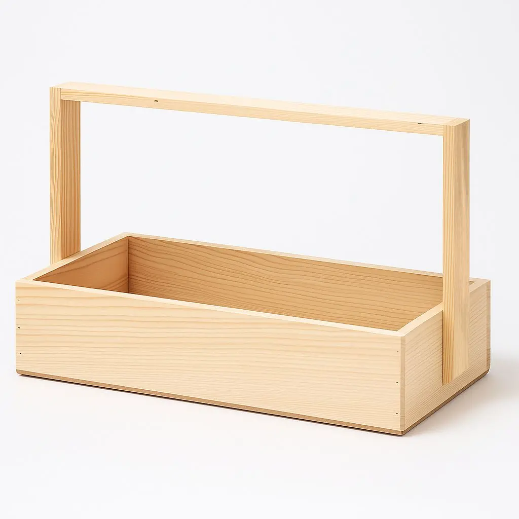 [K0802WOOD00] K08 02 (8"x12"X3") Natural Wooden Gift Basket with Handle | Ideal Empty Hamper for Weddings, Anniversaries, Festive Occasions, Luxury Products, Corporate Events, Product Display