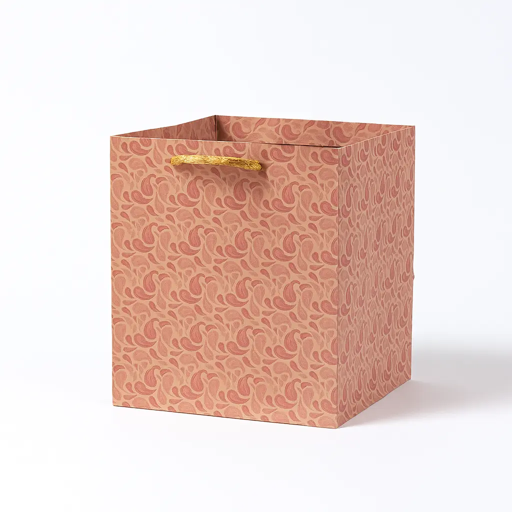 [H0204000000] H02 04 (5"x5"x6") Pink Paisley Pattern Gift Bag | Perfect for Jewelry, Small Accessories, Favors, and Miniature Gifts