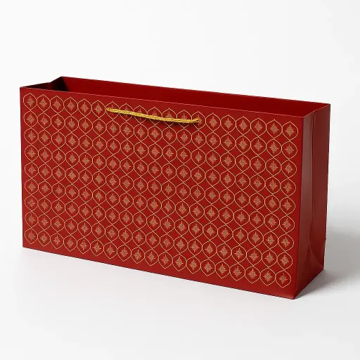 [H0701000000] H07 01 (7"x14"x7") Red & Gold Gift Bag | Perfect for Apparel, Gift Sets and Special Occasion Presents