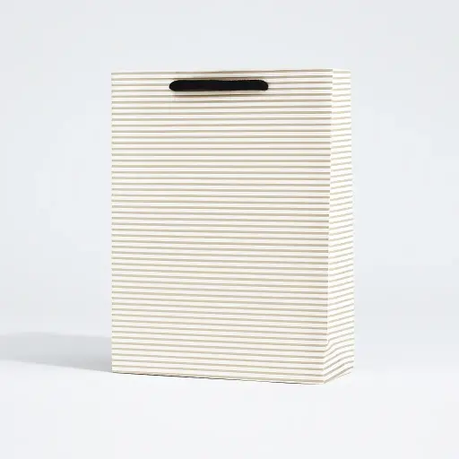 [H1001000000] H10 01 (3.5"x7"x9") White Striped Gift Bag | Perfect for Small Items, Apparel, Cosmetics, and Souvenirs