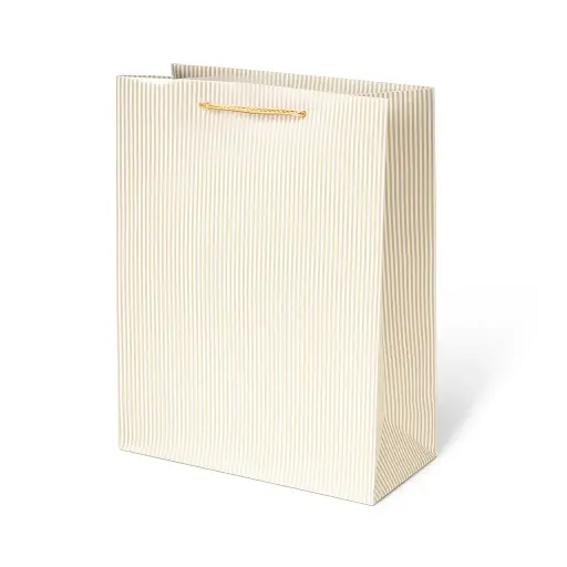 [H1201000000] H12 01 (4.5"x12.5"x10") White Striped Gift Bag | Ideal for Birthdays, Mother's Day, Weddings, Romantic Gestures, Small Gifts, Everyday Gifting 