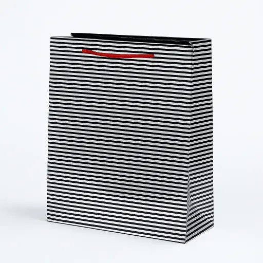 [H1703000000] H17 03 (4"x13"x12.5") Black & White Gift Bag | Perfect for Birthdays, Anniversaries, Wedding, Special Occasion 