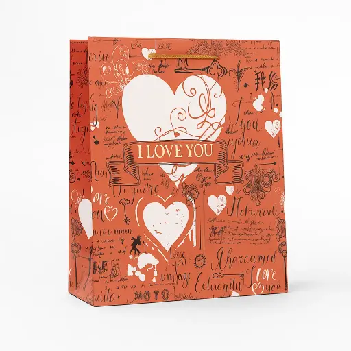 [H2614000000] H26 14 (4"x11"x14") "I Love You" Heart Gift Bag | Perfect for  Wedding, Engagement, Anniversary, Special Occasion Gifting