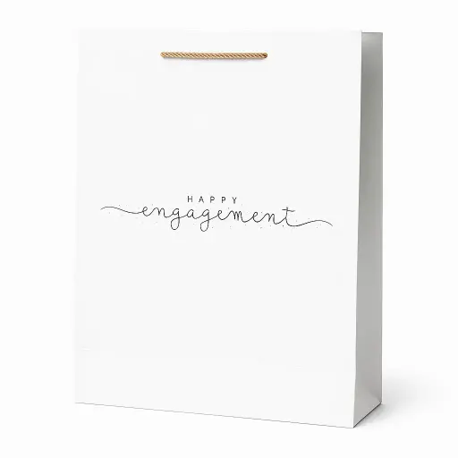 [H2623000000] H26 23 (4"x11"x14") Minimalist "Happy Engagement" Gift Bag | Perfect for  Engagement, Special Occasion Gifting