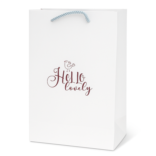 [H2707000000] H27 07 (3.5"x7"x11") "Hello Lovely" White Gift Bag | Perfect for Mothers Day, Friendship Day, Special Occasion Gifting